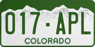 CO license plate 017APL