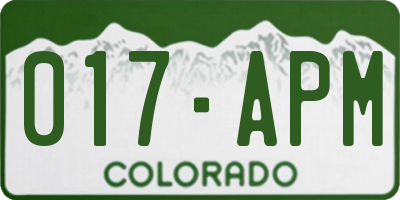 CO license plate 017APM
