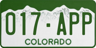 CO license plate 017APP