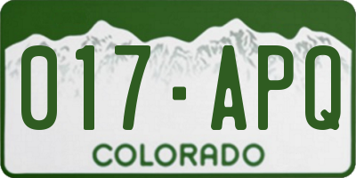 CO license plate 017APQ
