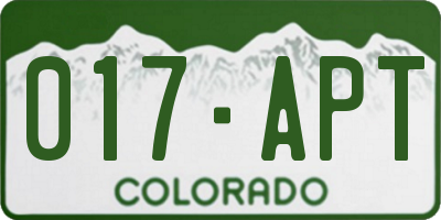 CO license plate 017APT