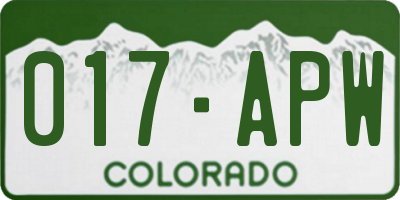 CO license plate 017APW