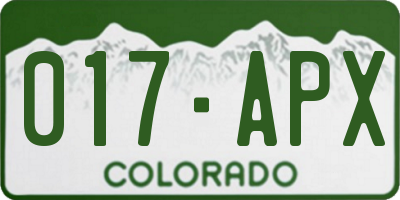 CO license plate 017APX