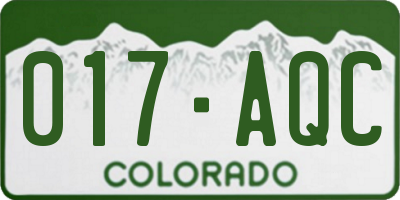 CO license plate 017AQC