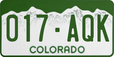 CO license plate 017AQK