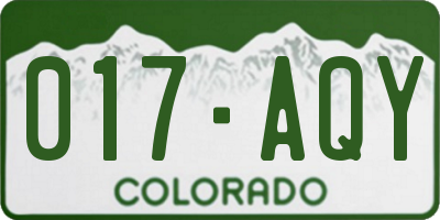 CO license plate 017AQY