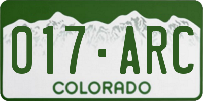 CO license plate 017ARC