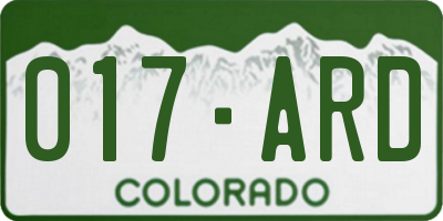 CO license plate 017ARD