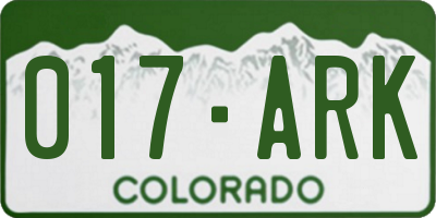 CO license plate 017ARK