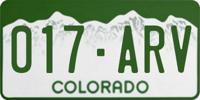 CO license plate 017ARV