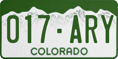 CO license plate 017ARY