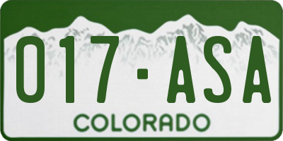 CO license plate 017ASA