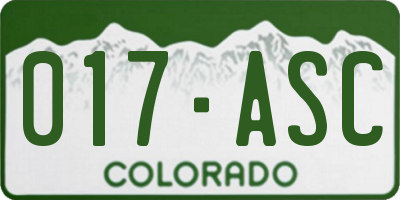 CO license plate 017ASC