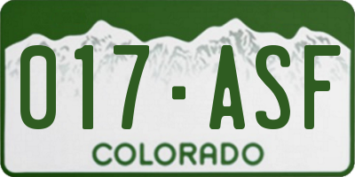 CO license plate 017ASF