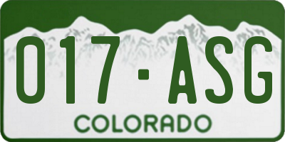 CO license plate 017ASG