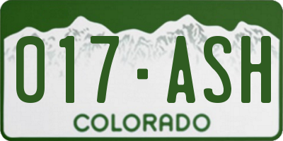 CO license plate 017ASH