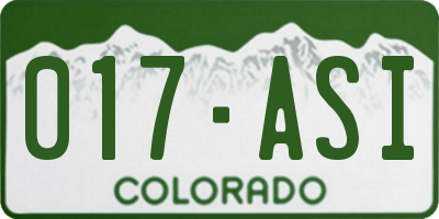 CO license plate 017ASI