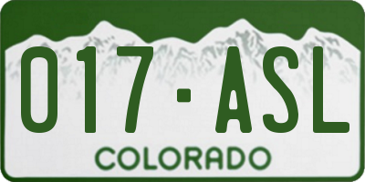 CO license plate 017ASL