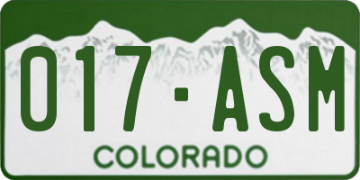 CO license plate 017ASM