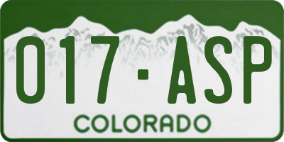 CO license plate 017ASP