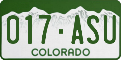 CO license plate 017ASU