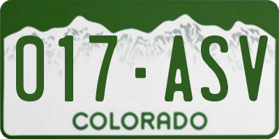 CO license plate 017ASV