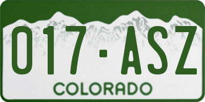 CO license plate 017ASZ