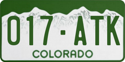CO license plate 017ATK