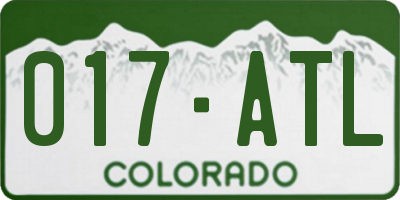 CO license plate 017ATL