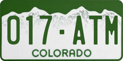 CO license plate 017ATM