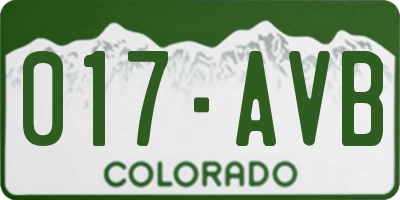 CO license plate 017AVB
