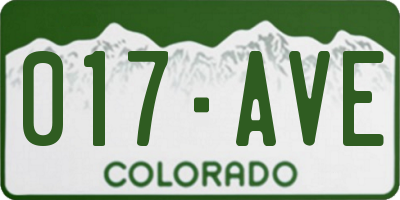 CO license plate 017AVE