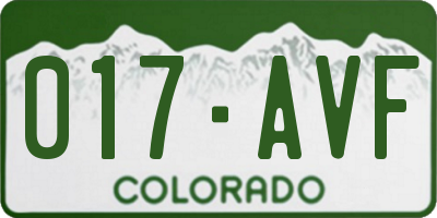 CO license plate 017AVF