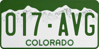 CO license plate 017AVG