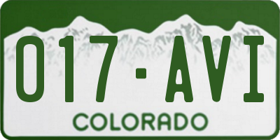 CO license plate 017AVI