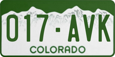CO license plate 017AVK