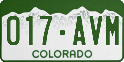 CO license plate 017AVM