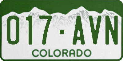 CO license plate 017AVN