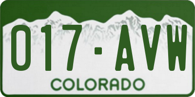 CO license plate 017AVW