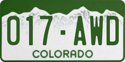 CO license plate 017AWD