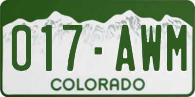 CO license plate 017AWM