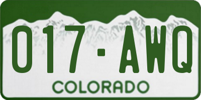 CO license plate 017AWQ