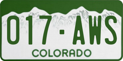 CO license plate 017AWS