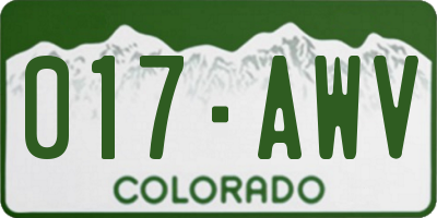 CO license plate 017AWV