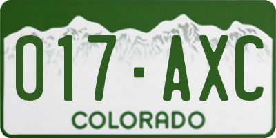 CO license plate 017AXC