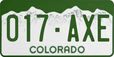 CO license plate 017AXE
