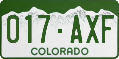CO license plate 017AXF
