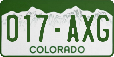 CO license plate 017AXG
