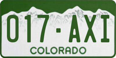 CO license plate 017AXI