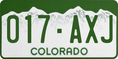 CO license plate 017AXJ